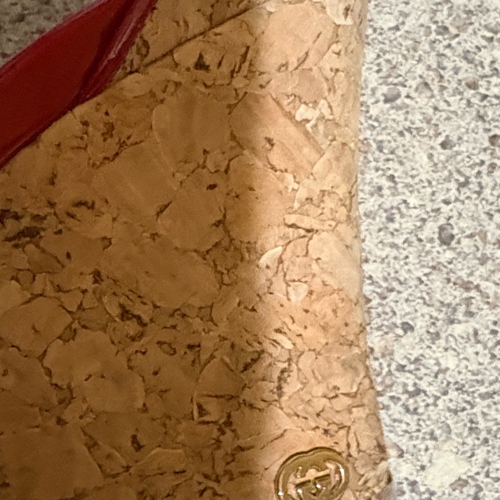 Gucci Red Patent Leather Cork Wedge Sandals - Picture 16 of 16